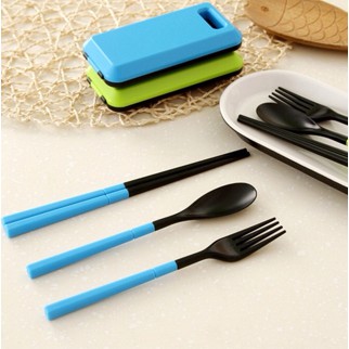 Set Alat Makan sendok sumpit garpu Korean style dapur travel portable