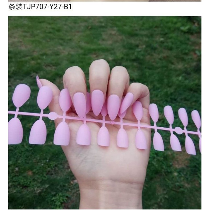 Kuku Palsu polos/False nails Warna doff 24pcs,Doff(blm ada lem)