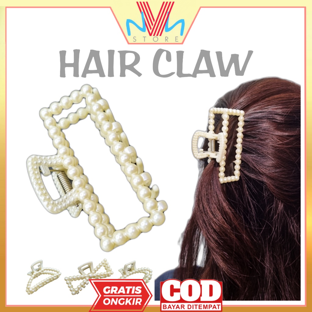 JEPIT RAMBUT GAYA KOREA MUTIARA - PEARL HAIR CLAW KOREAN STYLE - JEDAI RAMBUT KOREA - JEPIT RAMBUT MURAH - JEPITAN RAMBUT HW003