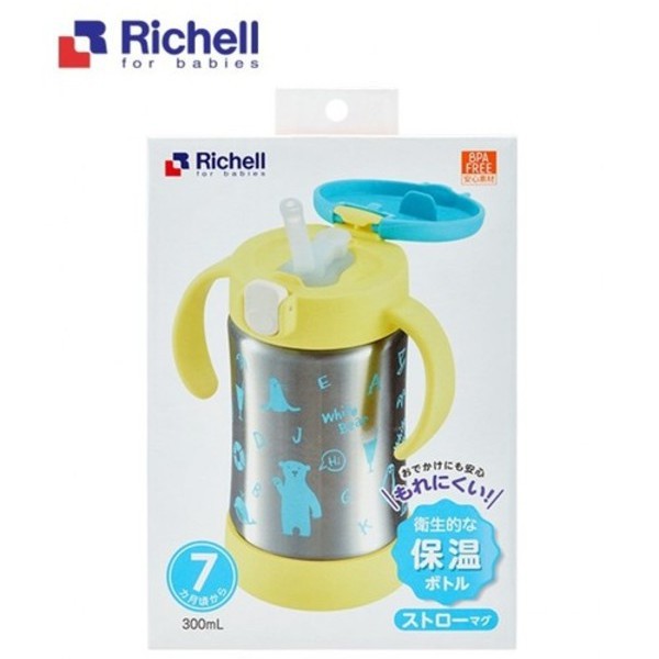 Richell Stainlles Bottle Straw 300ml - Botol Minum