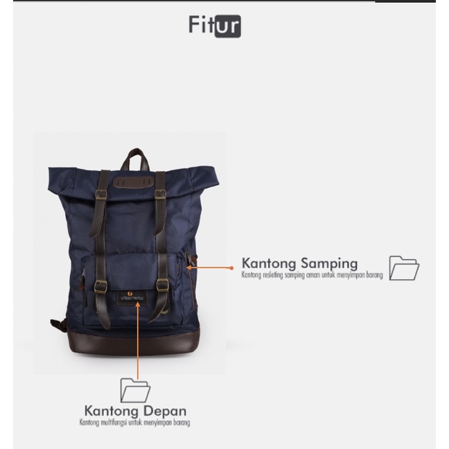 JAM SESSION NAVY |ManNeedMe x URBAN| Tas Ransel Punggung Pria Wanita Tas Backpack ORIGINAL