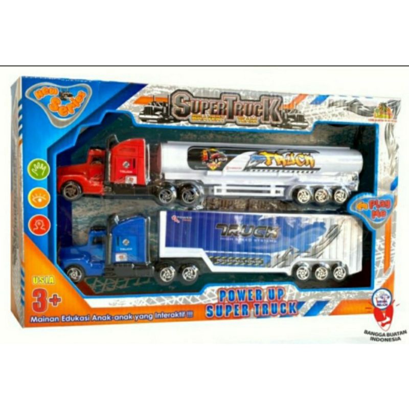 Mainan Anak Mobil Truk Kontainer Pullback - Super Truk Kontainer