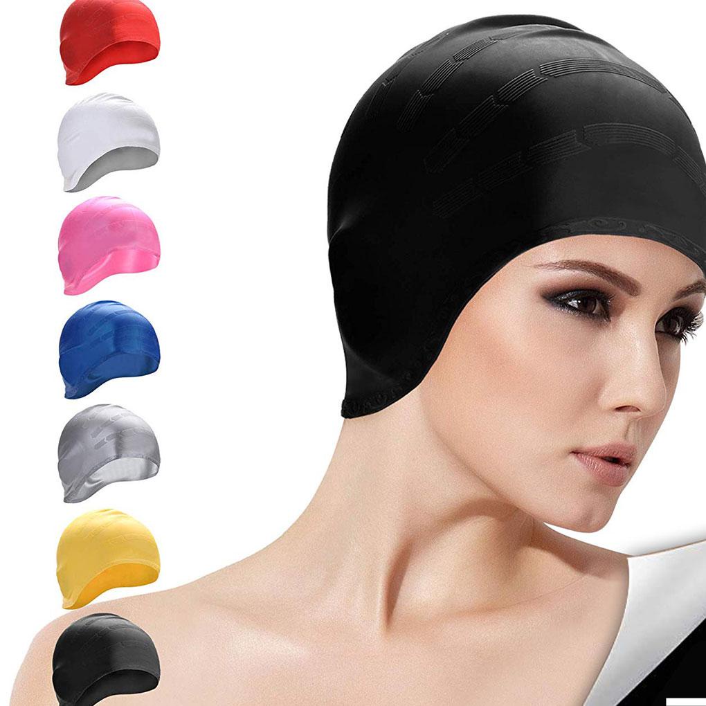 Boihon Topi Renang Silikon Wanita Panjang Swim Hat Hair Protect Cover Kuping