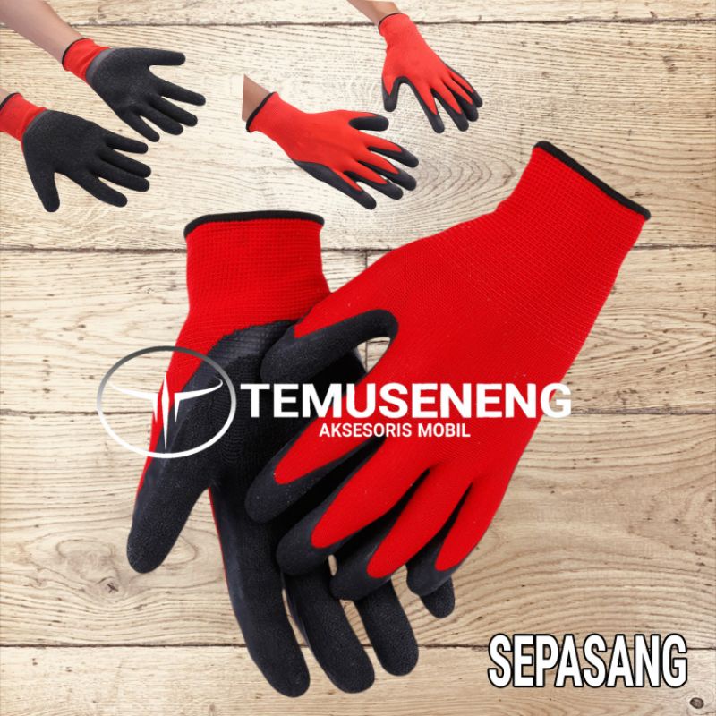 2Pcs Sarung Tangan Kerja Bangunan Proyek Bengkel Mekanik Sarung Tangan Glove Non Slip Safety Kanan Kiri Sepasang