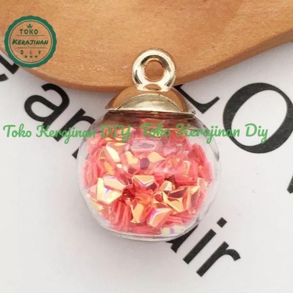 Liontin Manik Bola Kaca Transparan Charm Gelang Anting