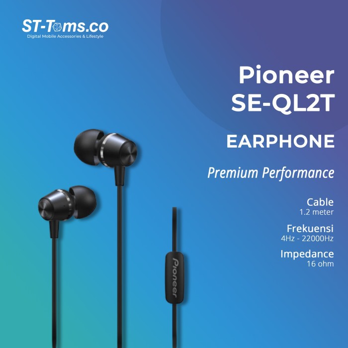 Pioneer SE-QL2T / SE QL2T In-Ear Earphones - Black - Black
