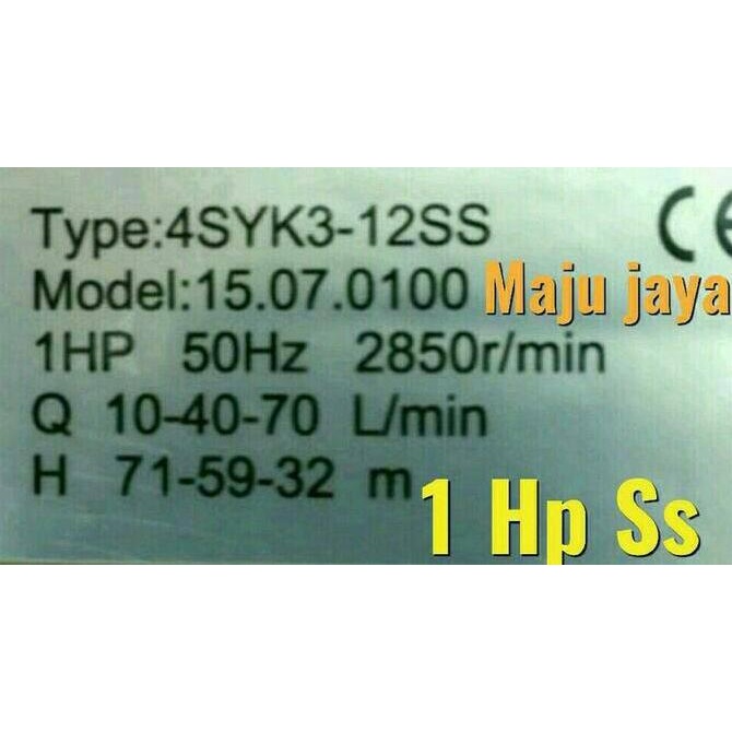Pompa Air Satelit 1Hp Stainles York 4In Kabel Dab Shimizu Sumoto Wilo