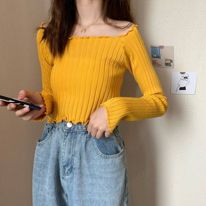 #Sisjuly# Kayu Tipis Telinga Palsu Dua Potong Lengan Panjang Sweater Wanita Musim Semi dan Musim Gugur Gaya Ko
