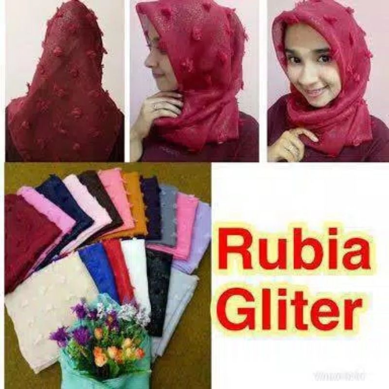 Jilbab Hijab Segiempat Rubiah Glitter Dusty Pink