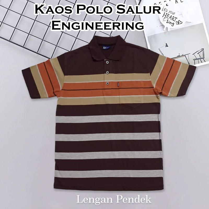 Noveli wear - Kaos kerah pria dewasa motip salur stripe saku lengan pendek 7879