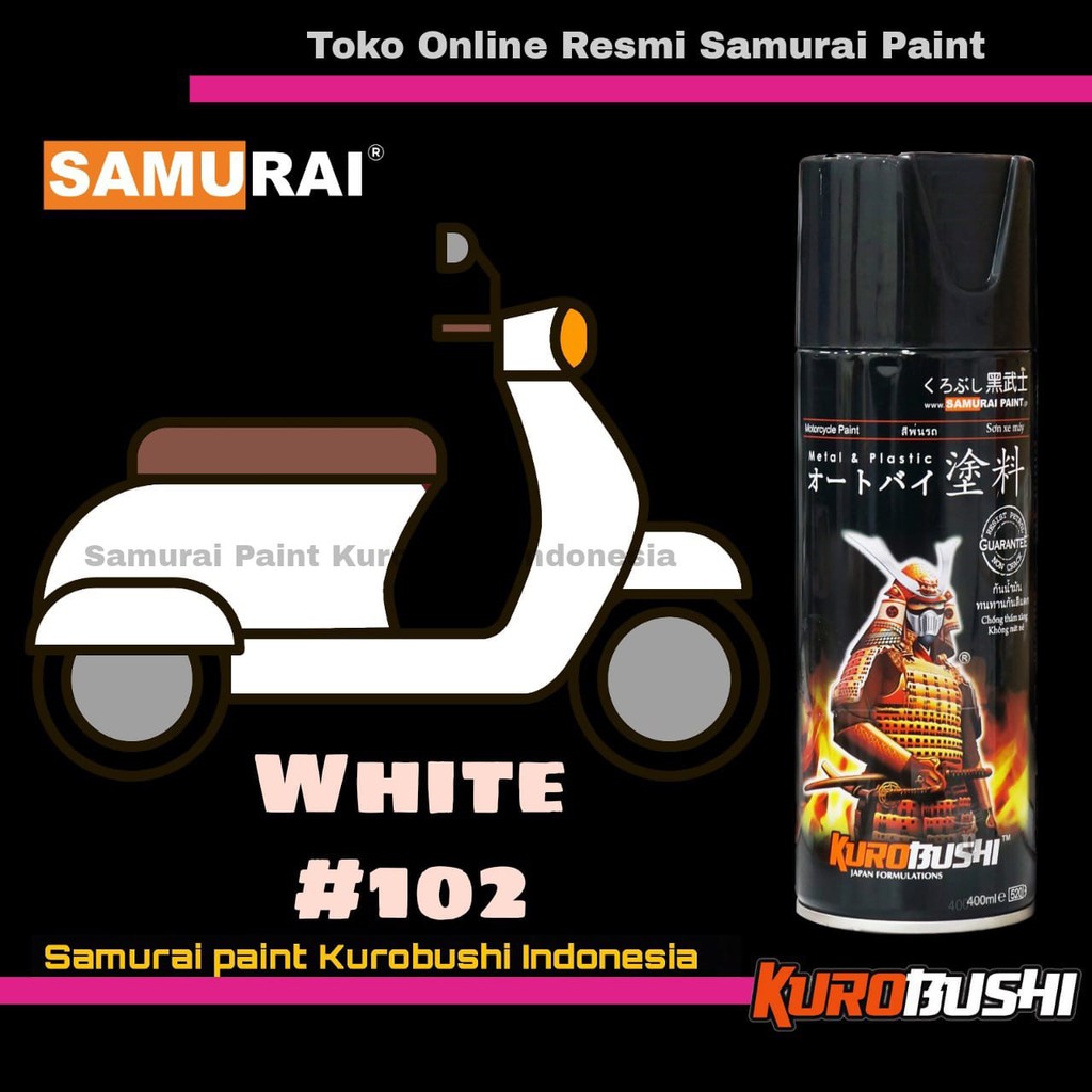 

HJK Samurai Paint WHITE 102 Warna Dasar Standar Putih Polos Cat Semprot Aerosol Samurai