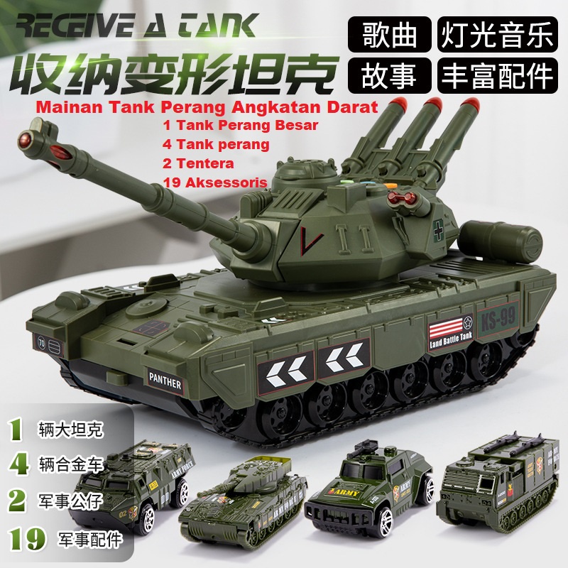 Mainan Mobil Tank Tentara Mobil Militer Model Senjata Set Konstruksi Mainan Anak Laki Laki - Mainan 