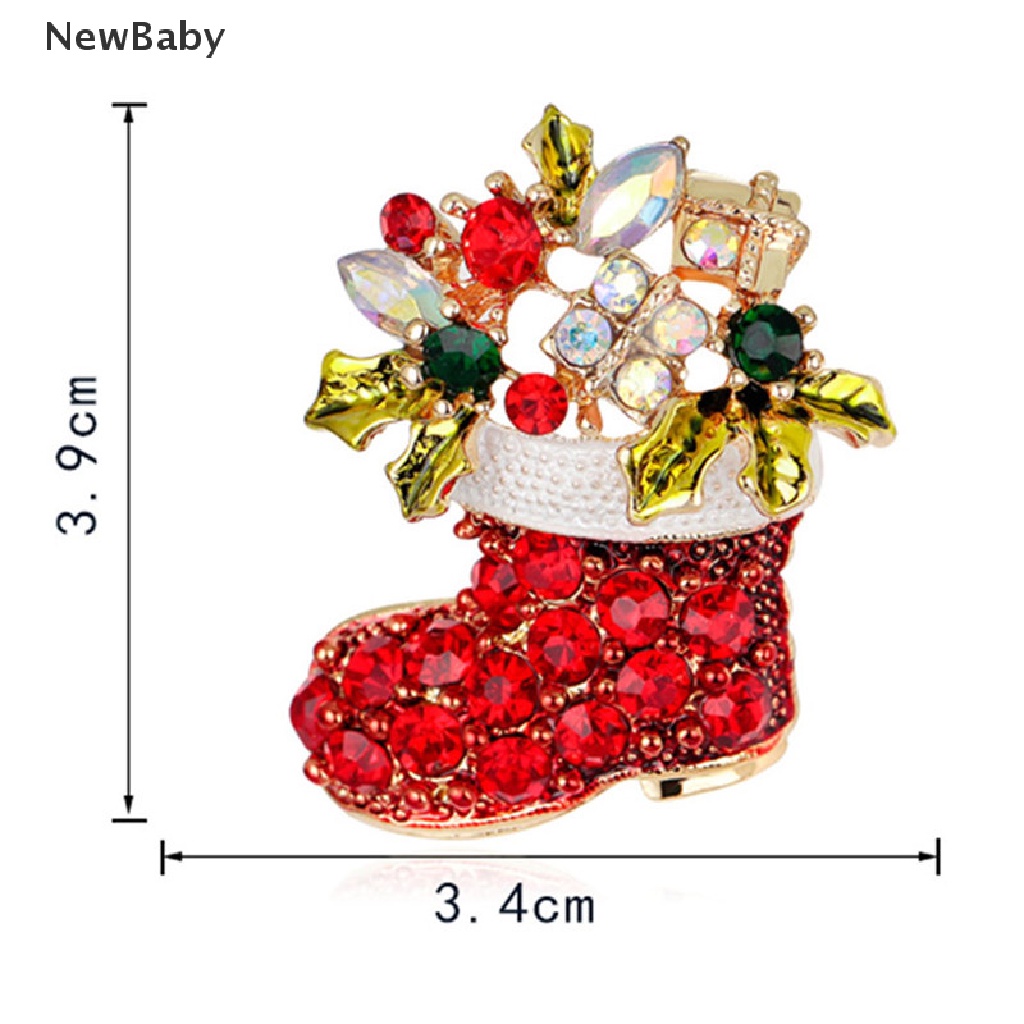 Newbaby 1pc Bros Pin Bentuk Kaos Kaki Natal Aksen Kristal Berlian Imitasi Untuk Hadiah