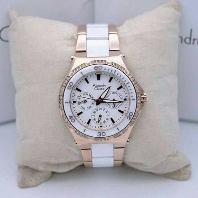 JAM TANGAN ALEXANDRE CHRISTIE AC2294 KERAMIK PUTIH GOLD ORIGINAL GARANSI RESMI