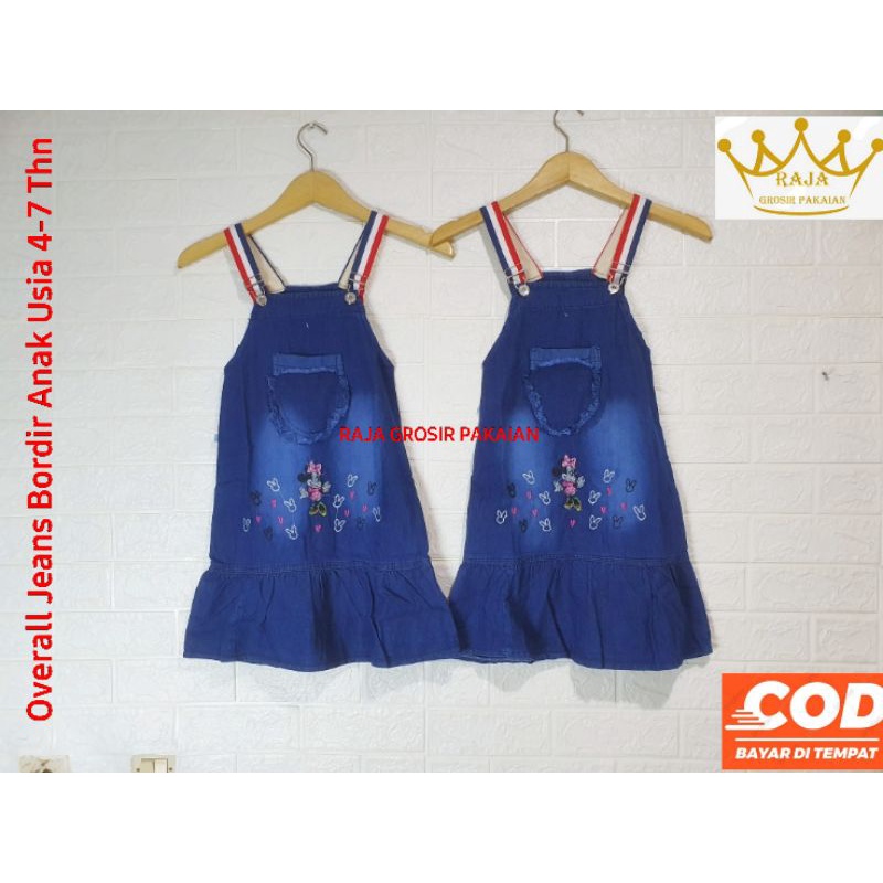 Overall Jeans Bordir Anak Usia 4-7 Thn / Baju Kodok Jeans Anak Premium