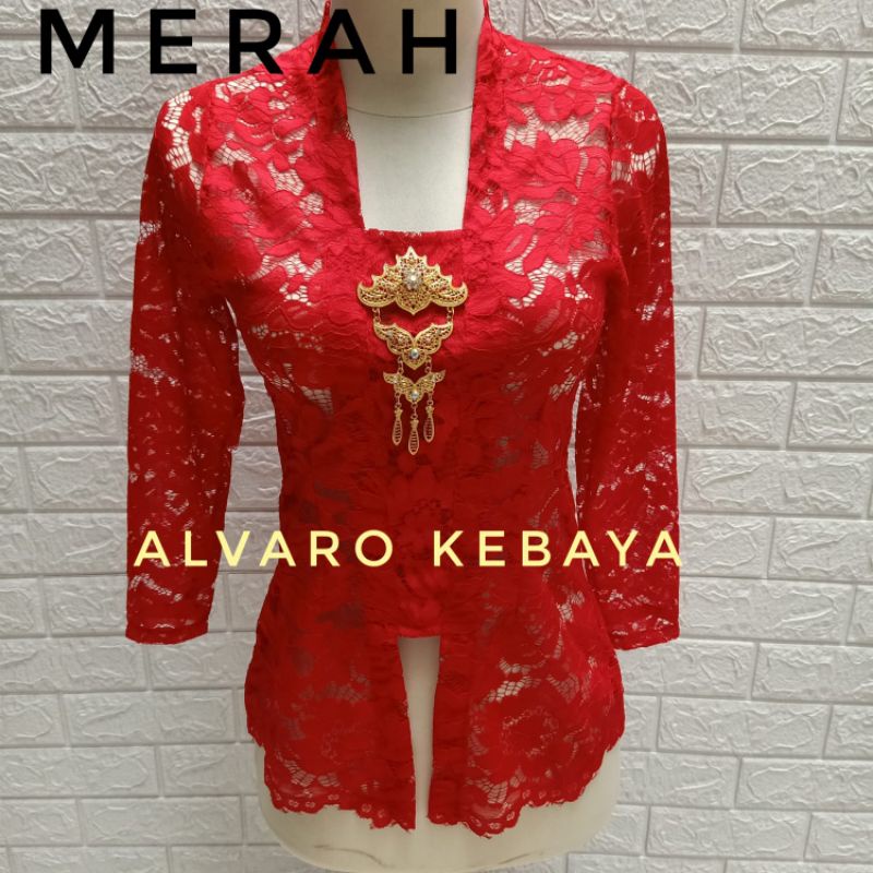 Kebaya kutubaru brokat halus bigsize jumbo strait modern atasan brukat ready stock real pict siap pakai bahan adem