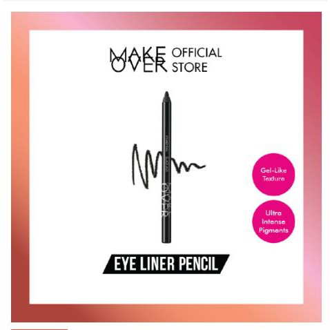 Make Over Eye Liner Pencil 1.2g Eyeliner 100% ORiginal BPOM Black Jack White Techno Pensil Makeover