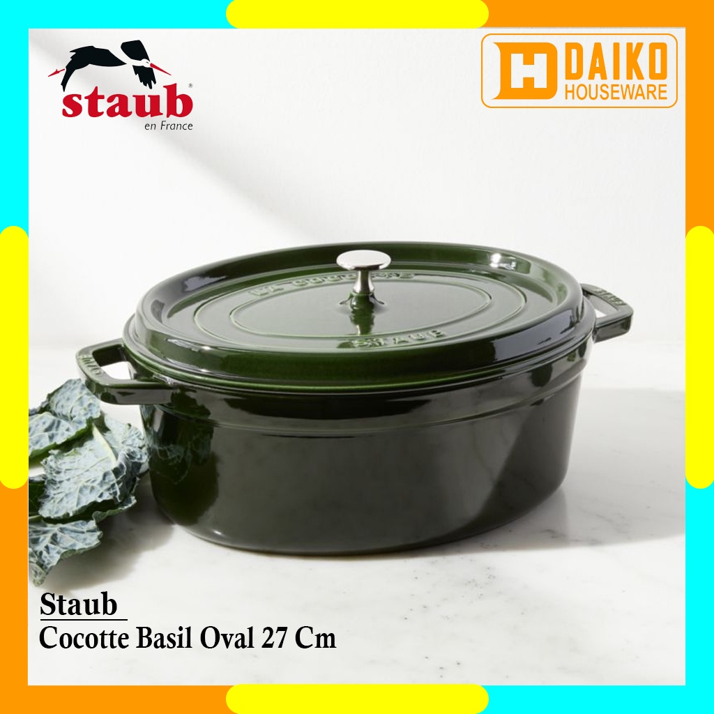 Panci Staub Cocotte Basil Oval 27Cm Cast Iron Cocok Untuk Semua Jenis Kompor Original Staub