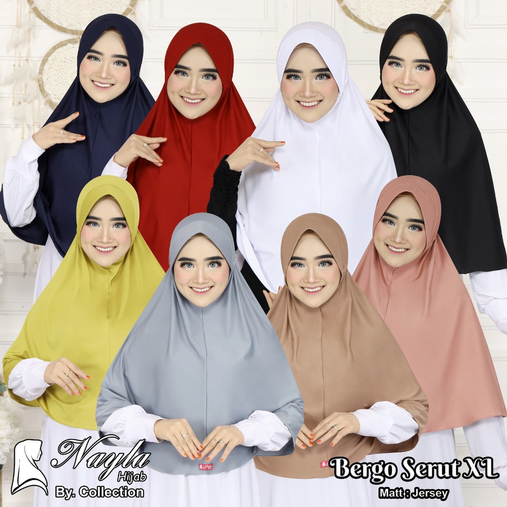 Jilbab Instan Bergo Serut XL Kerudung Instan Bergo Serut Ori Nayla Hijab Bergo Serut Nayla Hija'b