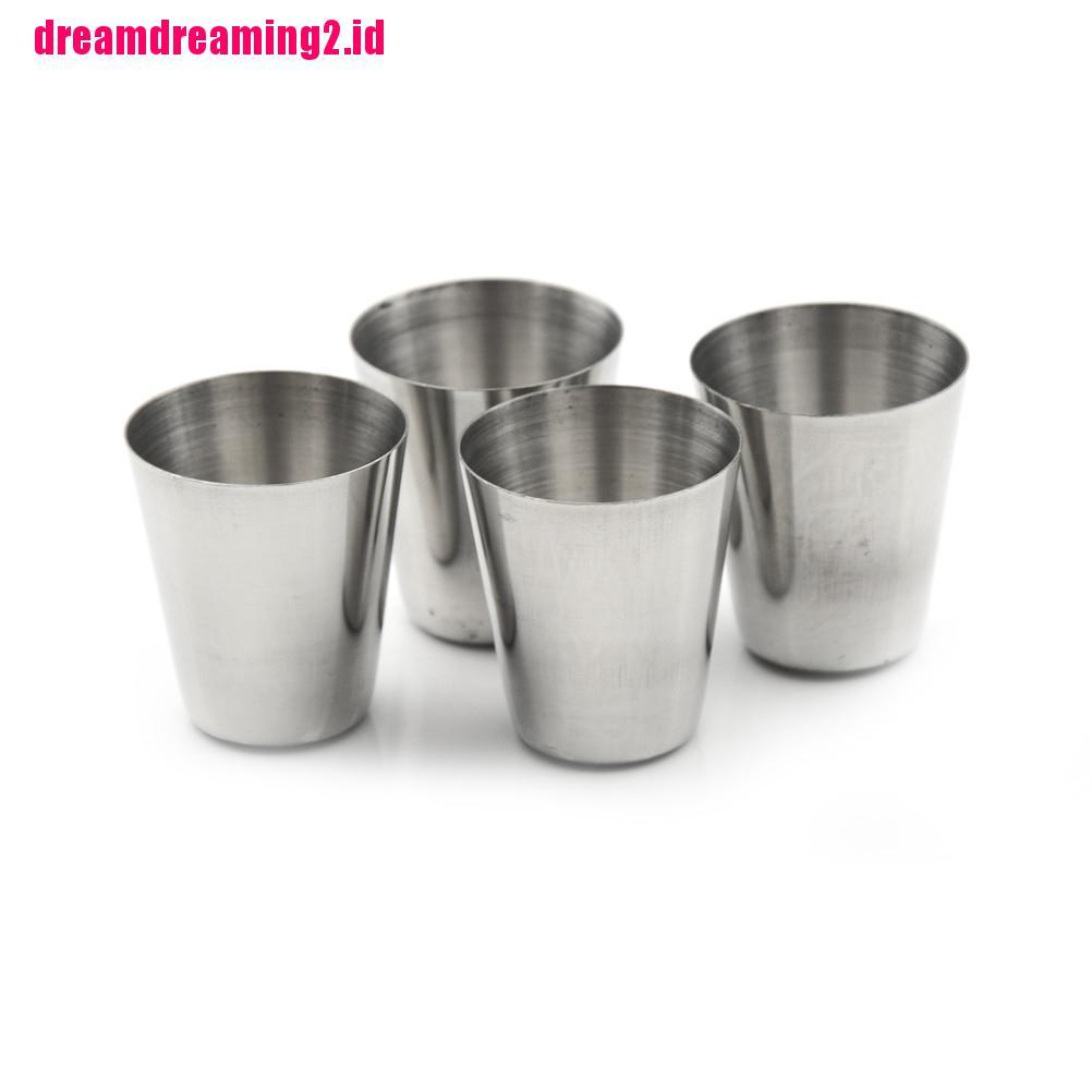 （✔✔❤4pcs / Set Gelas Shot Bahan Stainless Steel Untuk Camping / Travel