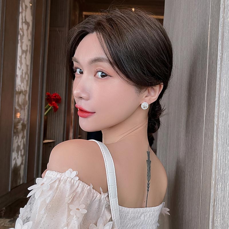 Anting Fashion letter DO Bulat Untuk Wanita Korea sparkle diamond ear accessories