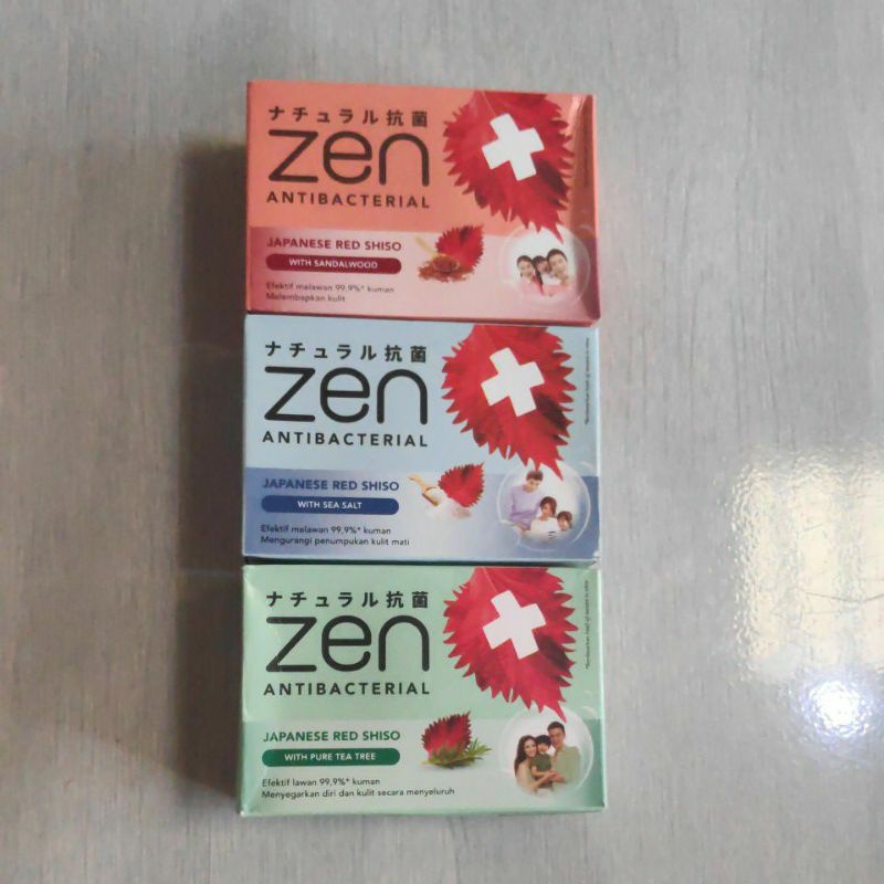 Zen Sabun Mandi Batang 1 PCS 70 gr Antibacterial Body Soap Batangan Japanese Red Shiso Sea Salt Sulphur Sandalwood