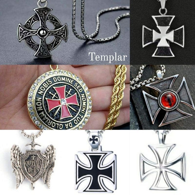 Kalung pria tengkorak templar punk style men necklace knight series