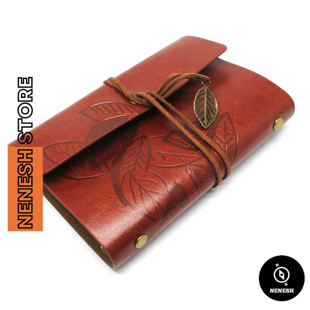 

PHANTACI Buku Catatan Binder Kulit Retro Leaf Kertas B7 - BSD666