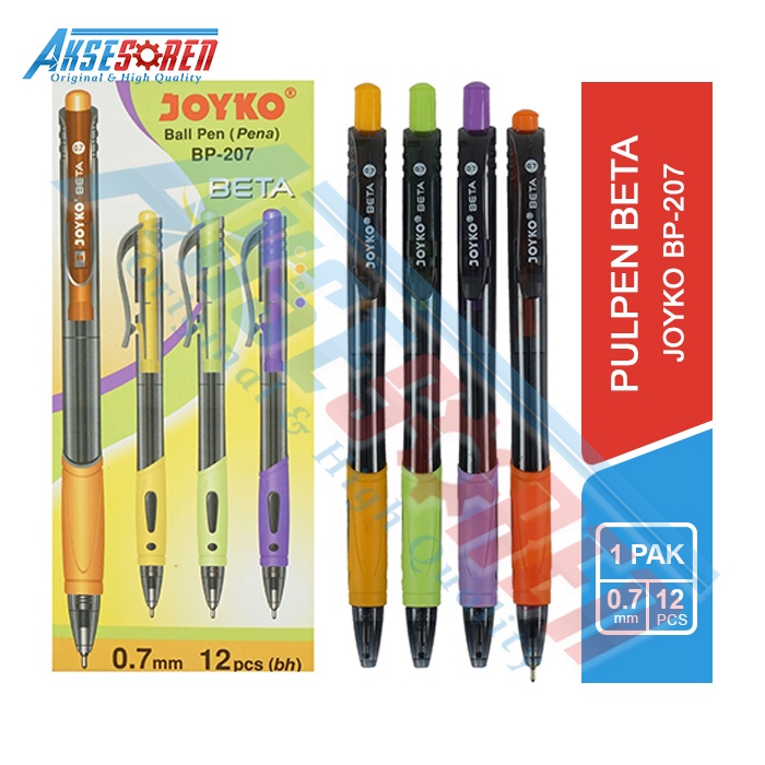 

Pulpen Beta Joyko [BP-207/12 pcs] / Ballpoint Pena Pen [0.7 mm/1 Pack]