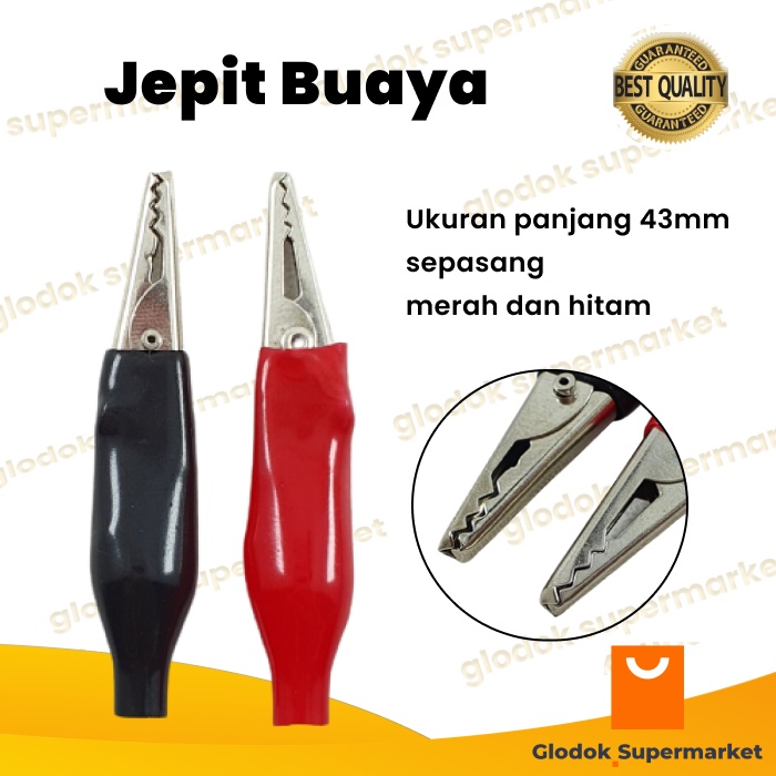 Jepit Buaya Capit Aki Sepasang Jepitan Alligator Merah Hitam Capitan 1 set