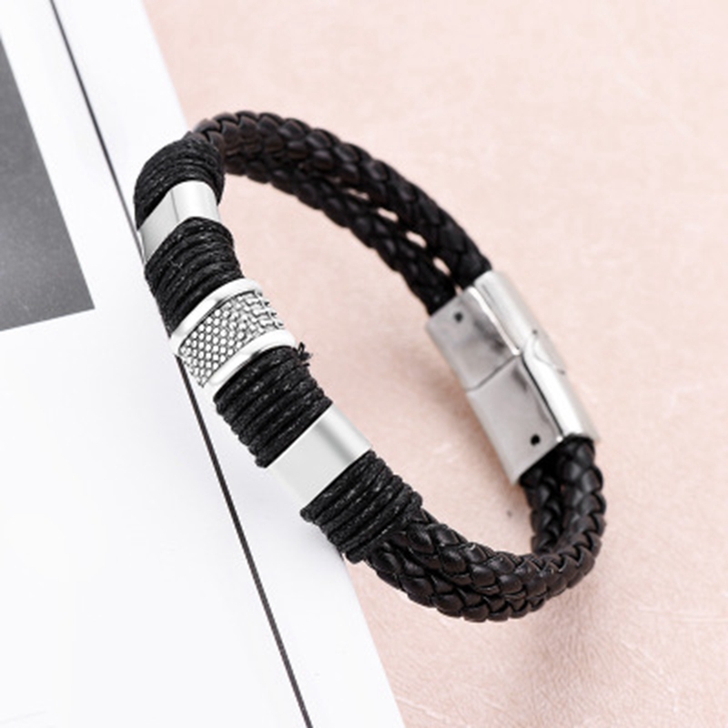 Gelang Bahan Kulit PU Alloy Untuk Pria