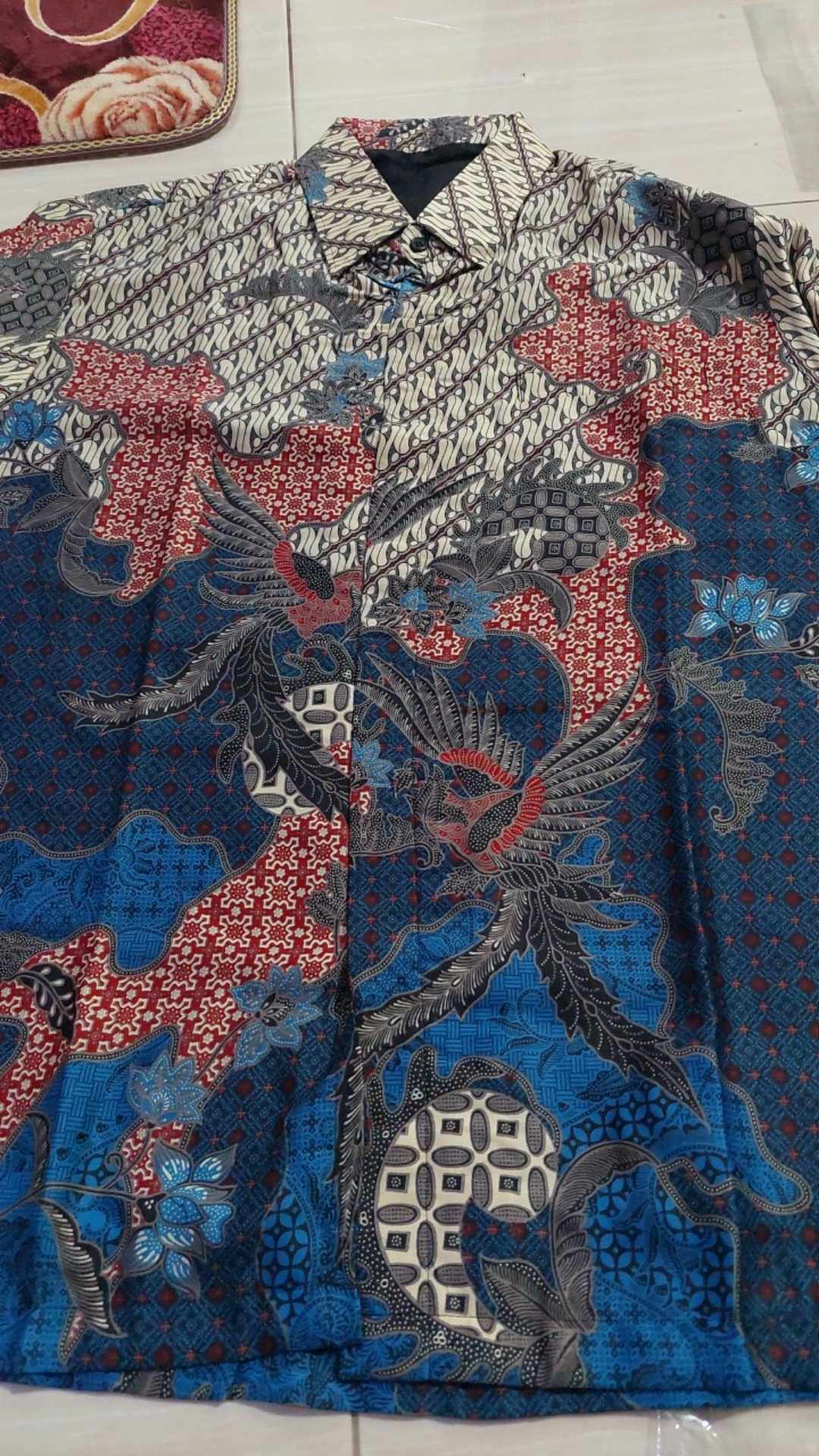 Kemeja Batik Semi Sutra Lengan Panjang M L Xl Xxl