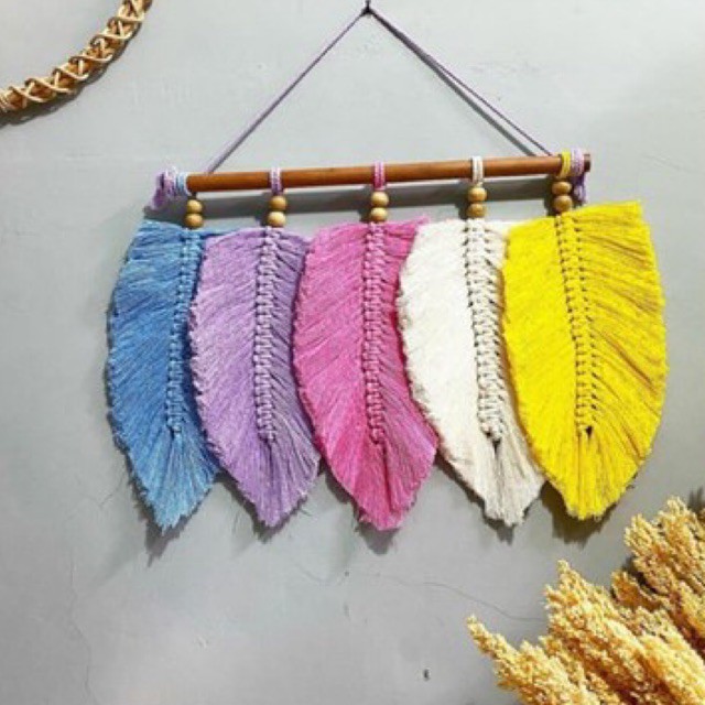 macrame daun leaf makram hiasan dinding