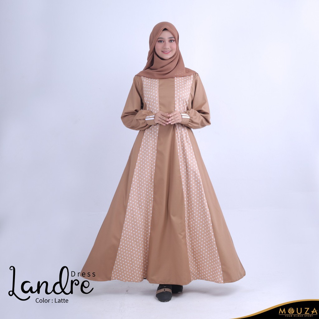 [REY] LANDRE Gamis Dewasa by Mouza Indonesia / Gamis Polkadot / Gamis Mouza