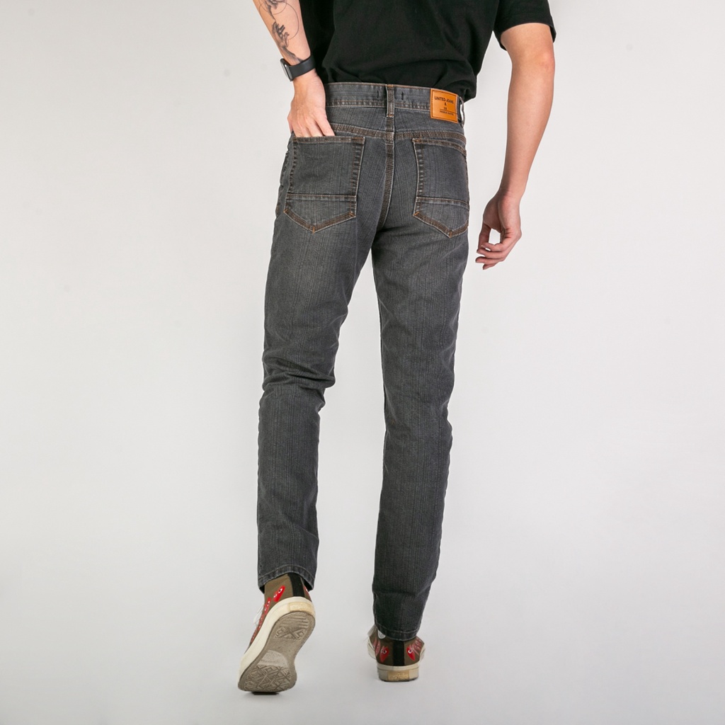 UNITEDJEANS - Celana Slim Fit Bottom Jeans Pria – Dark Grey Denim Long Pants – (NS-01)