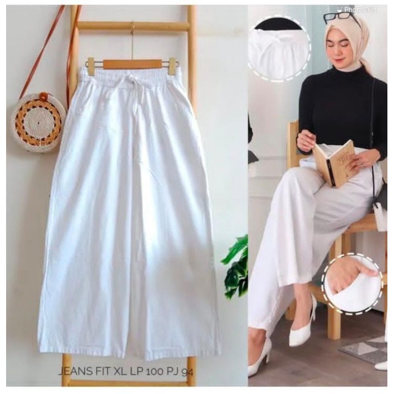 KULOT JEANS PUTIH KEKINIAN - CELANA KULOT WANITA - CELANA JEANS KULOT PUTIH