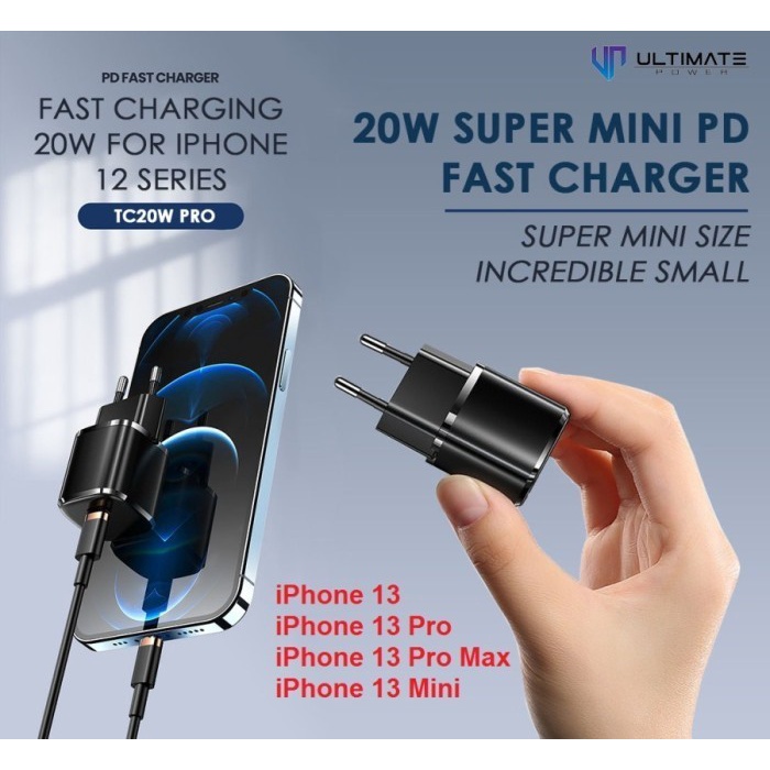 misi- Ultimate Kepala Charger iPhone 13 Pro Max 13 Mini 20W PD Fast Charging