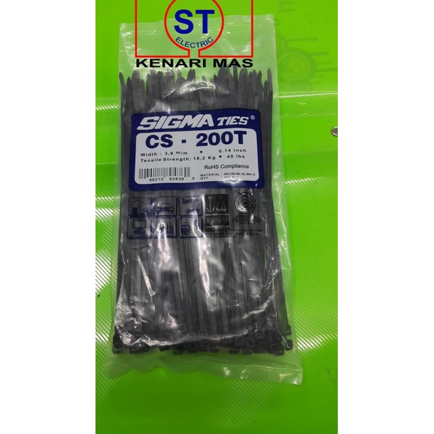 

● Kabel Ties / Kabel Tis / Cable Tie CS 200 T HITAM 20 cm SIGMA ✈