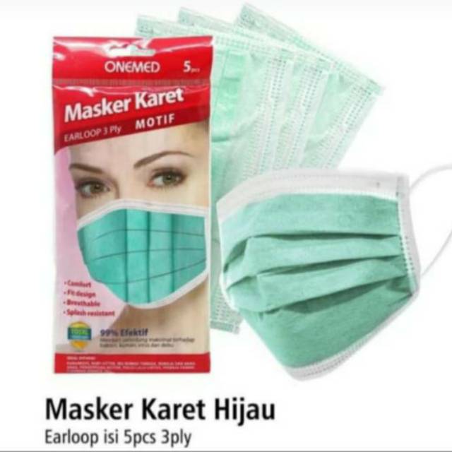 5Pcs Masker One Med Medis 3 Play Earloop Sekali Pakai