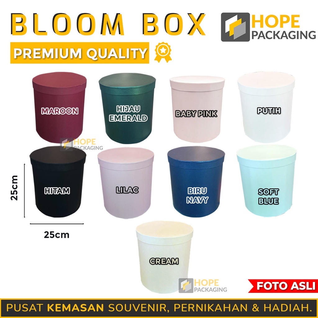 Bloom Box Bulat Wisuda 20 X 20 cm dan 25 x 25 cm kotak Bunga Vase Flower Box Blooming / Hard Box Gift Box wedding Besar Hadiah Ulang Tahun souvenir