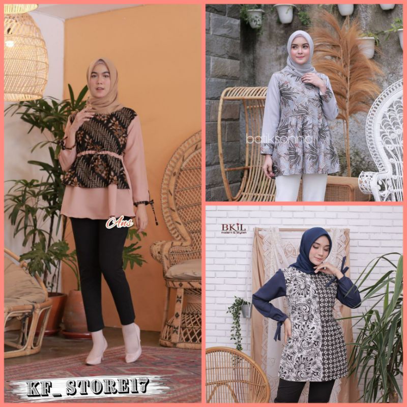 tey-17 Batik wanita ASJ SA HRB026 Kenongo Kemeja Tosca Pendek