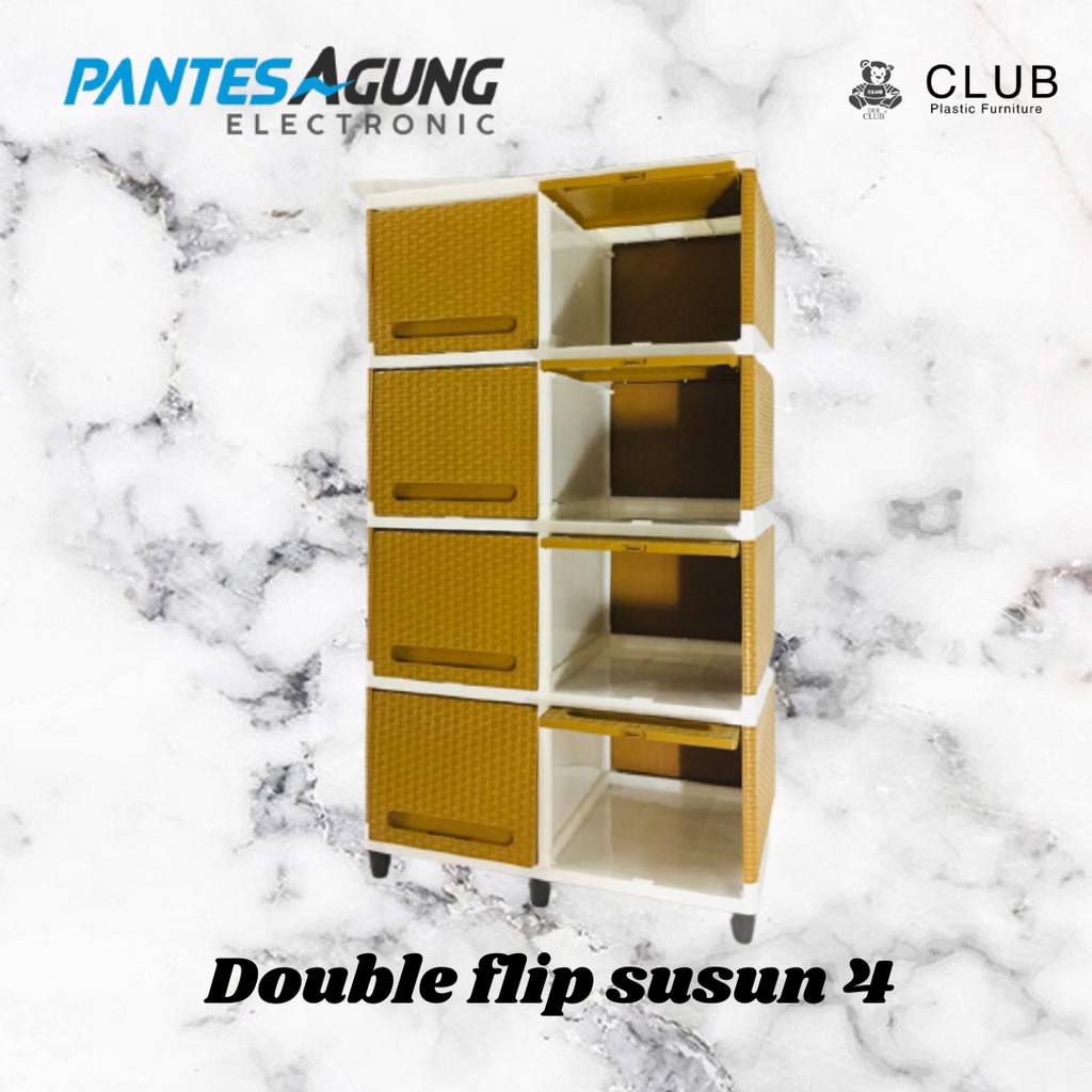 Lemari plastik Club Double Flip cabinet 4 susun