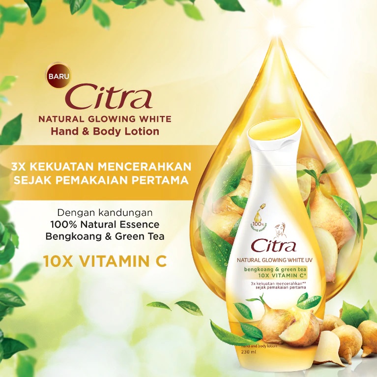 CITRA HAND &amp; BODY LOTION BENGKOANG NATURAL GLOW UV 60 ML