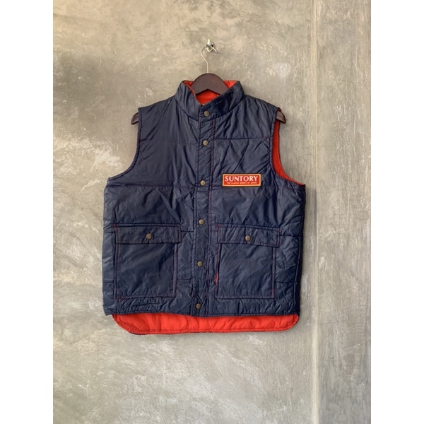 Vest Jacket Motorcycle Suntory Whisky Patch Navy .
