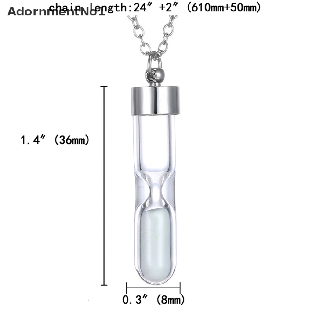 (AdornmentNo1) Kalung Rantai Dengan Liontin Jam Pasir Glow In The Dark Untuk Wanita