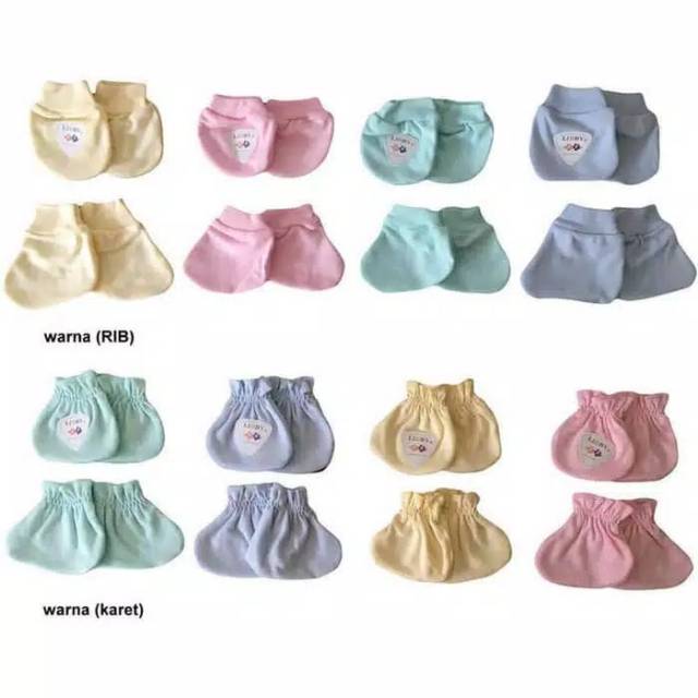 LIBBY 1 Set Sarung Tangan  Kaos  Kaki Karet  Bayi Polos 