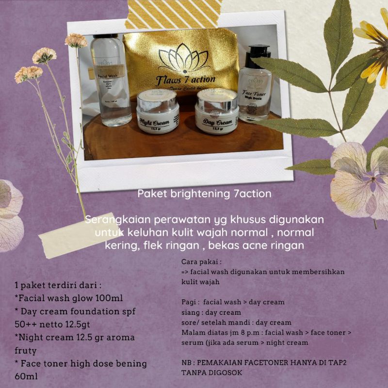 flaws✓✓paket brighthening 7 action toner kemasan 100ml
