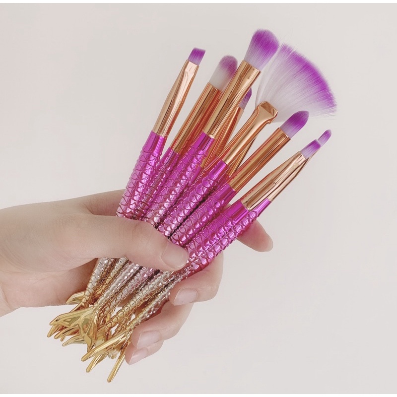 KUAS BRUSH  SET MAKE UP MERMAID 10 IN 1