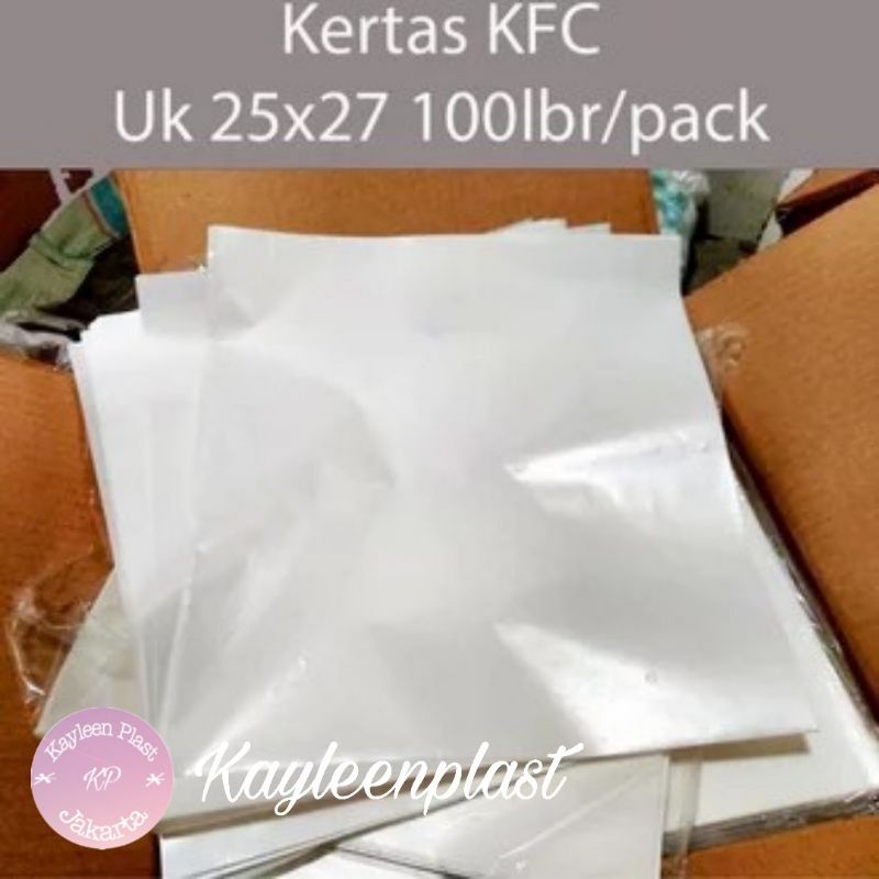 Kertas Nasi KFC isi 100 Lembar Pembungkus Nasi Putih / Kertas Bungkus Burger Anti Lengket Minyak