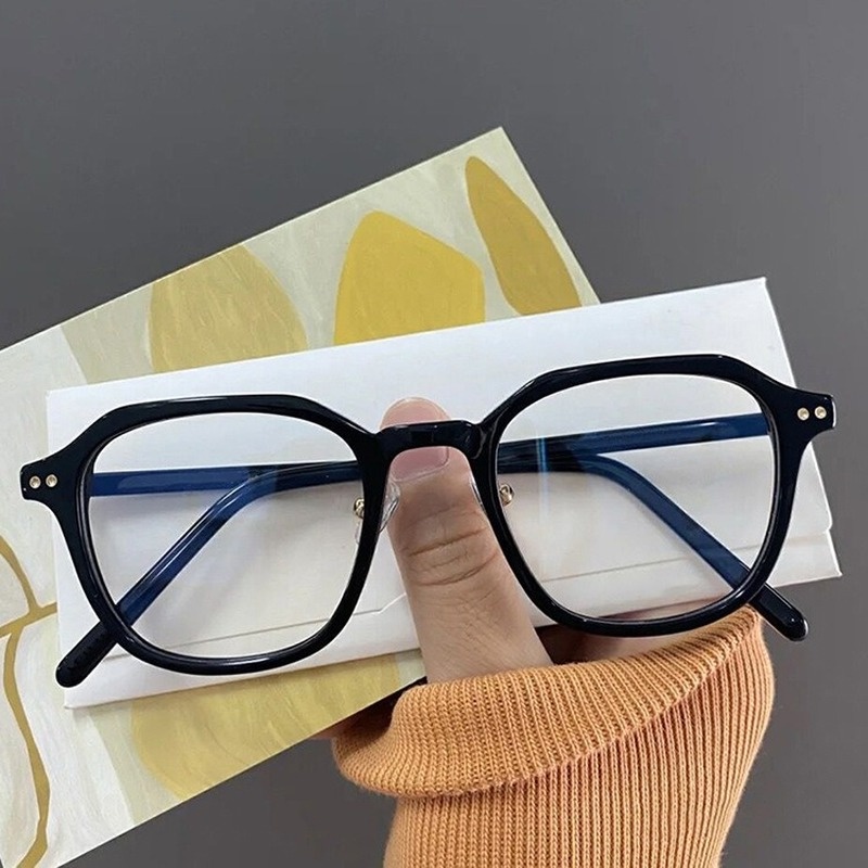 (YUZHU) Korean Fashion Anti Blue Light Polygonal Glasses New Fashion TR90 Square Frame Glasses